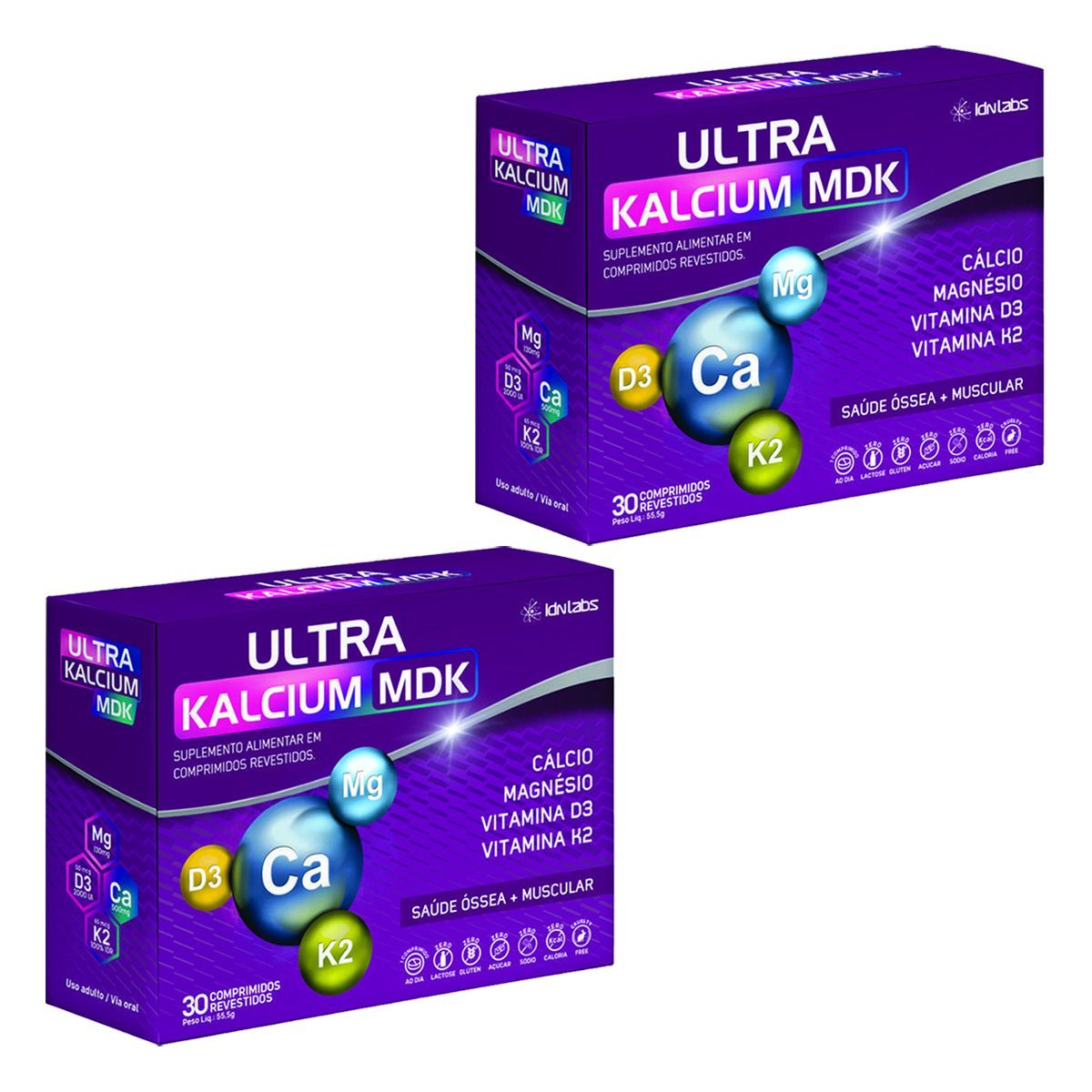 Kit 2X Ultra Kalcium Mdk Ultra Concentrado - 30 Comprimidos - IDN Labs