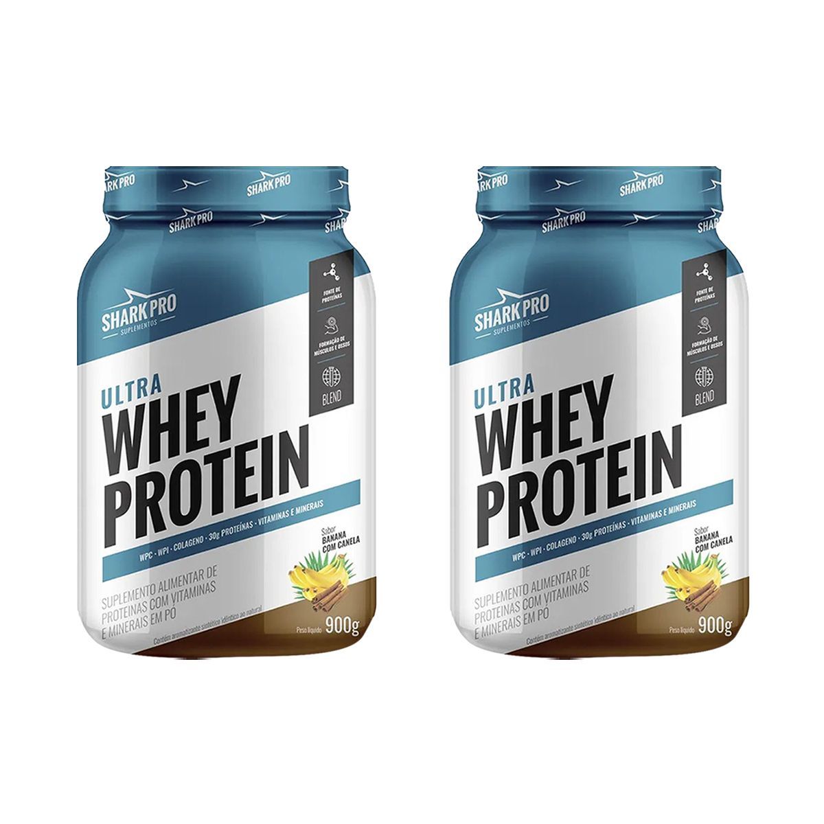 Kit 2X Ultra Whey Protein - 907g Banana com Canela - Shark Pro
