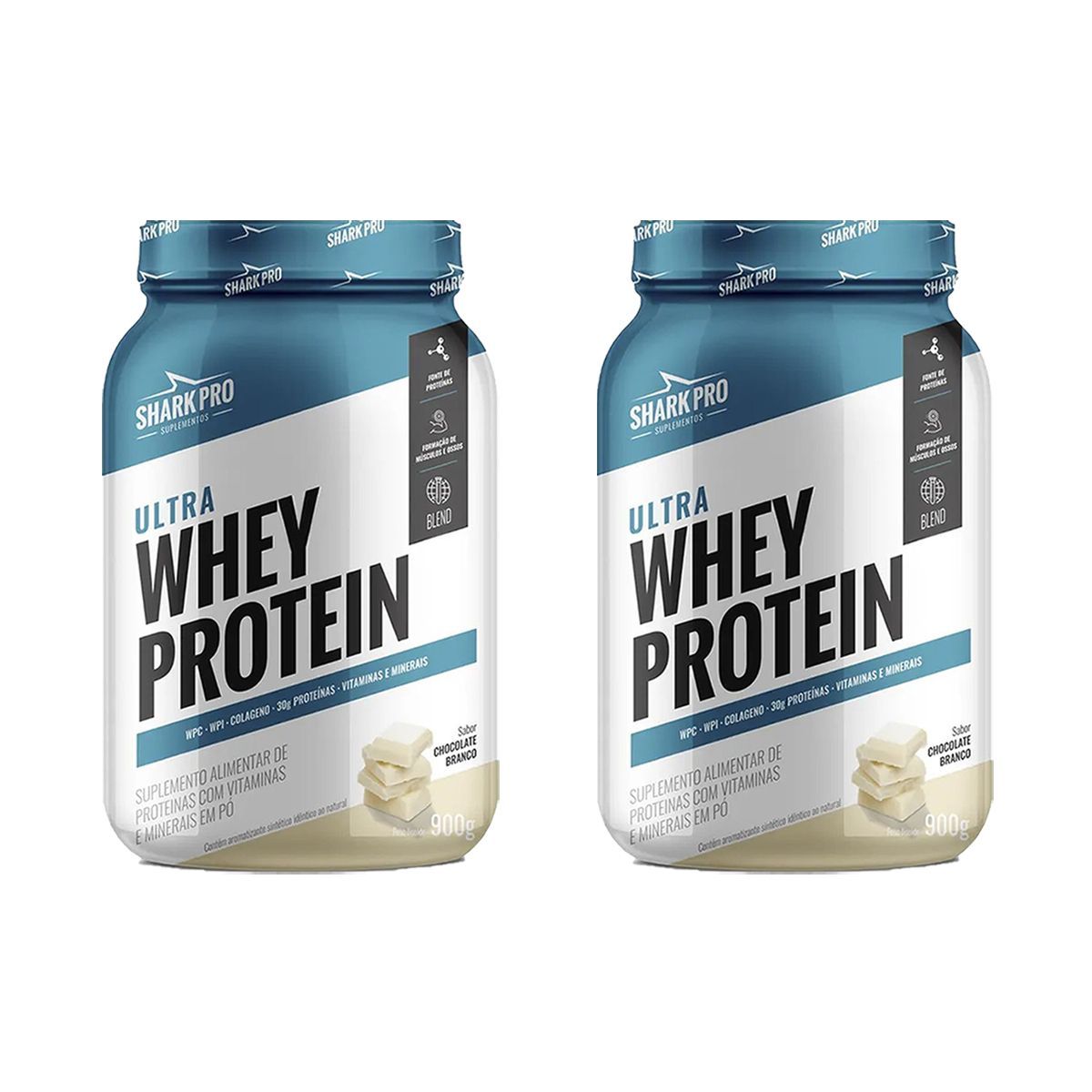Kit 2X Ultra Whey Protein - 907g Chocolate Branco - Shark Pro