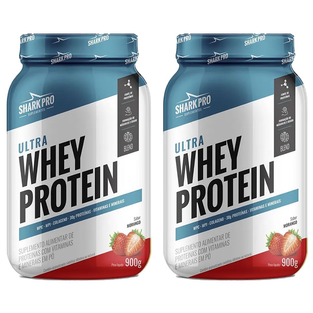 Kit 2X Ultra Whey Protein - 907g Morango - Shark Pro