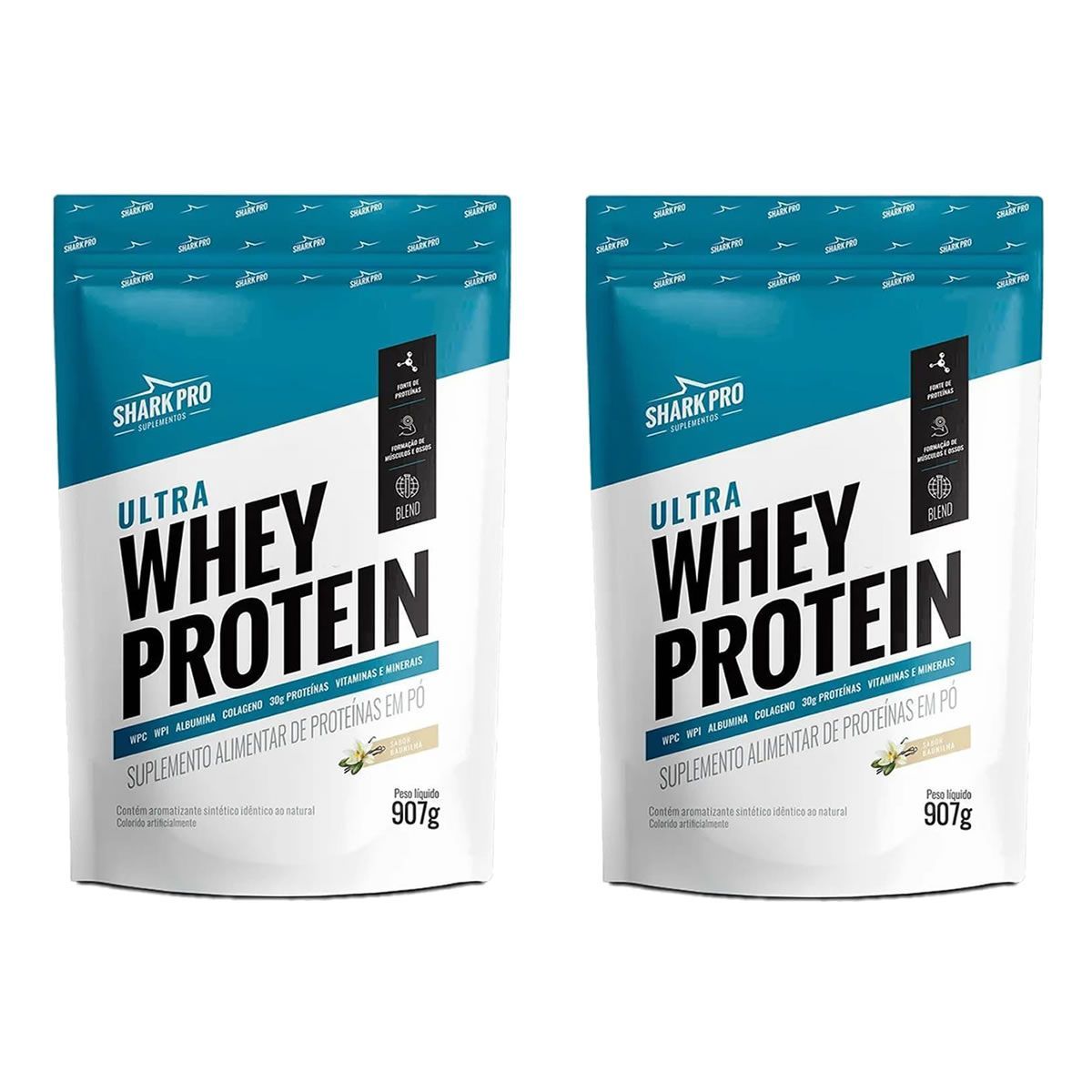 Kit 2X Ultra Whey Protein - 907g Refil Baunilha - Shark Pro