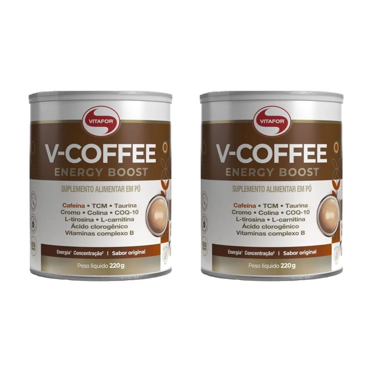 Kit 2X V-Coffee Energy Boost - 220g Sabor Original - Vitafor