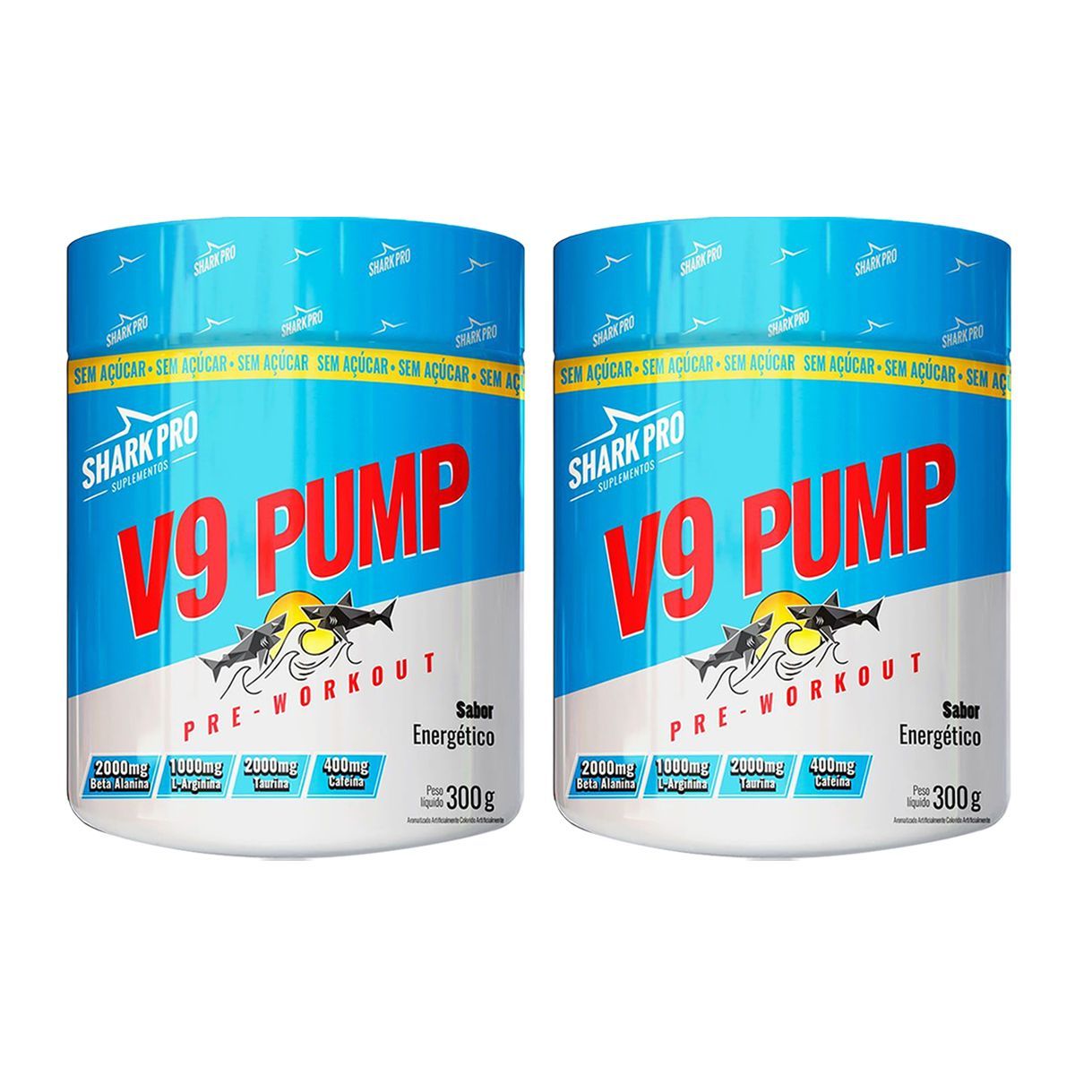 Kit 2X V9-Pump Pre Workout - 300g Energ�tico  - Shark Pro