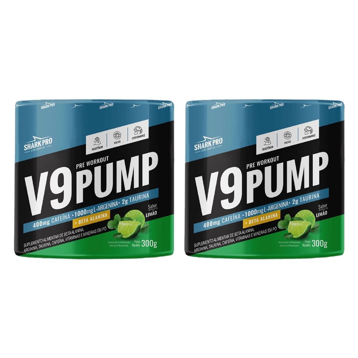 Kit 2X V9-Pump Pre Workout - 300g Lim�o - Shark Pro