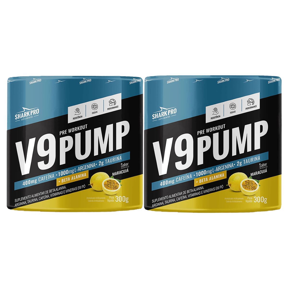 Kit 2X V9-Pump Pre Workout - 300g Maracuj� - Shark Pro