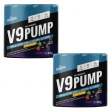 Kit 2X V9-Pump Pre Workout + L-Arginina - 300g A�a� & Guaran� - Shark Pro