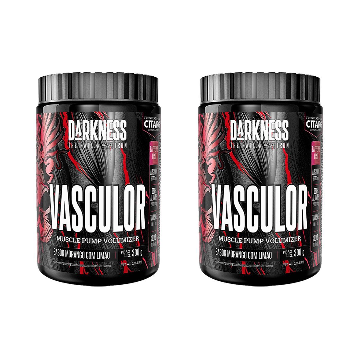 Kit 2X Vasculor Muscle Pump Powder Caffeine Free - 300g Morango com Lim�o - IntegralMedica