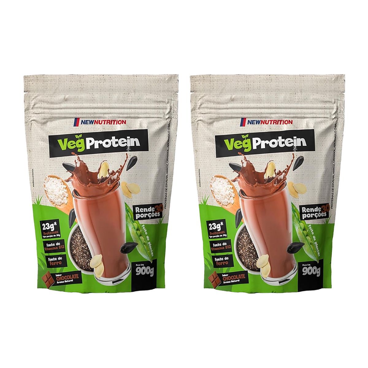 Kit 2X Veg Protein - 900g Chocolate - NewNutrition