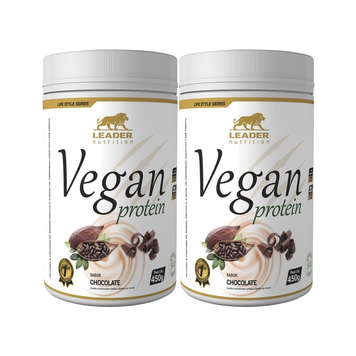Kit 2X Vegan Protein - 450g Chocolate - Leader Nutrition