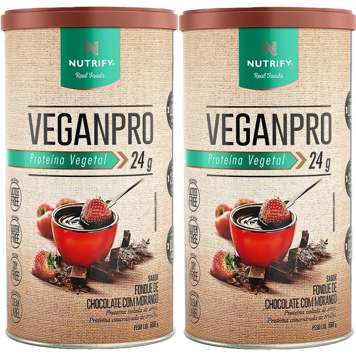 Kit 2X VeganPro - 550g Fondue de Chocolate com Morango - Nutrify