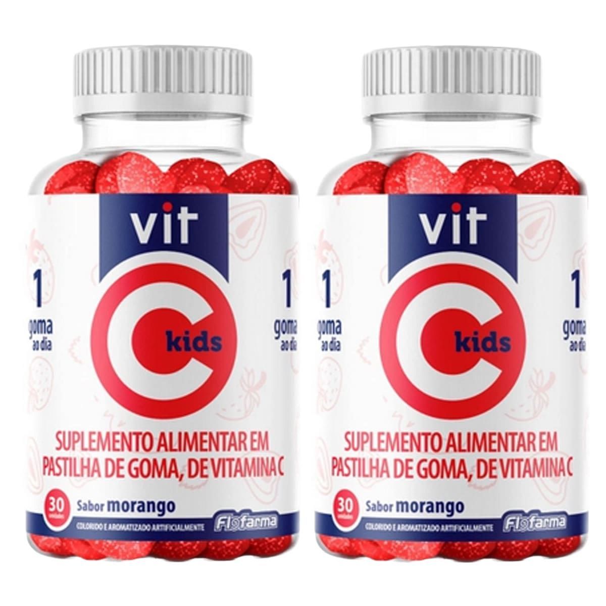 Kit 2X Vit C Kids - 30 Gomas Morango - Flofarma