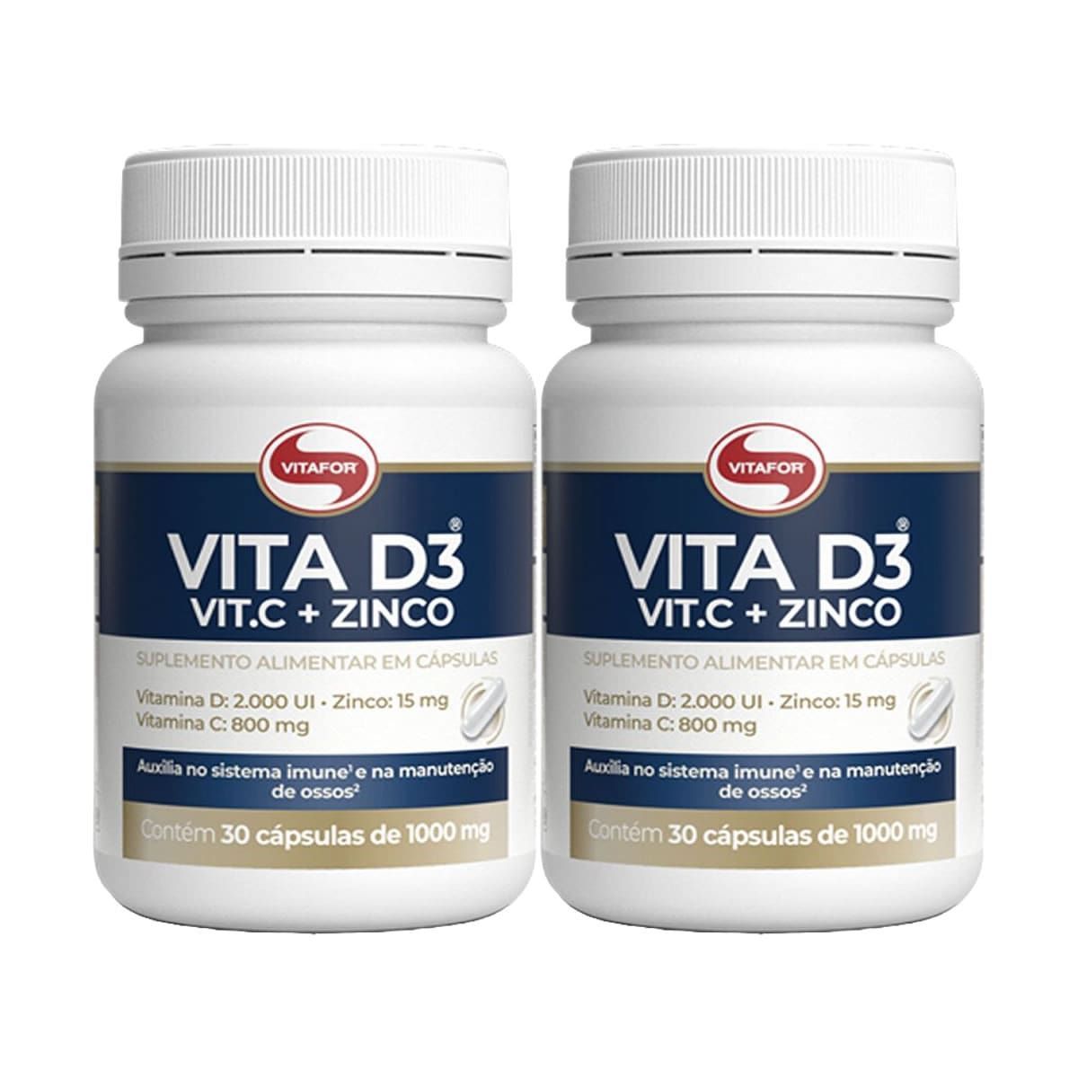 Kit 2X Vita D3 + Vit C + Zinco - 30 C�psulas - Vitafor