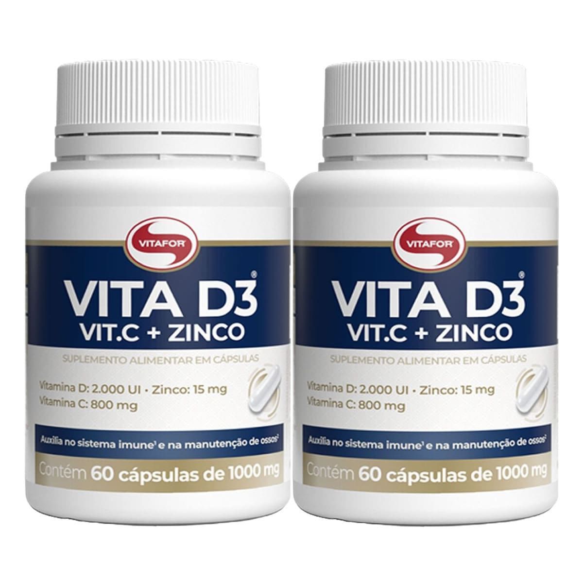 Kit 2X Vita D3 + Vit C + Zinco - 60 C�psulas - Vitafor
