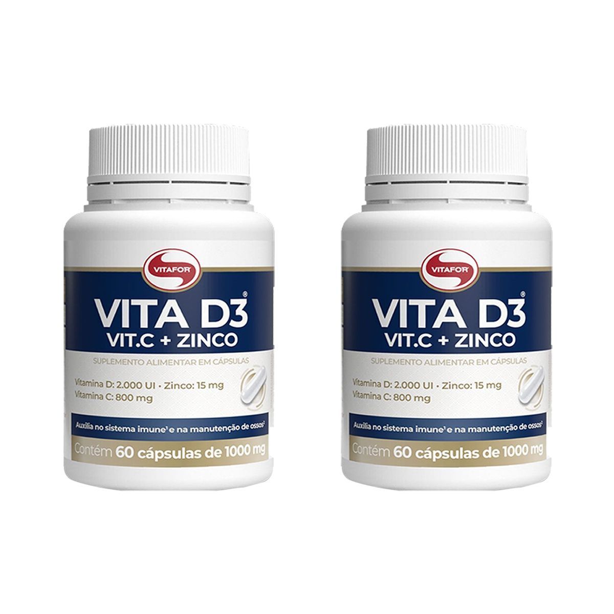 Kit 2X Vita D3 + Vit C + Zinco - 60 C�psulas - Vitafor