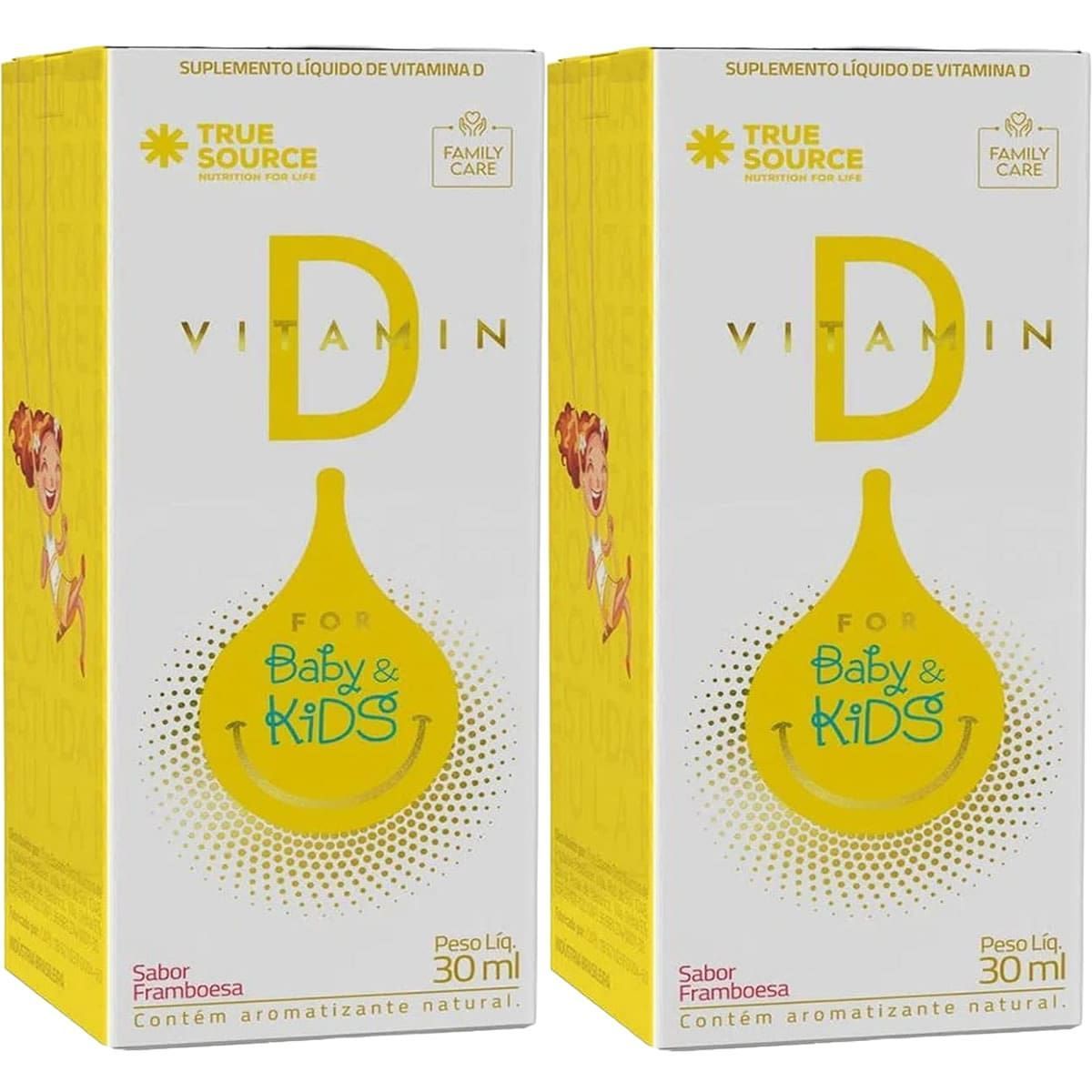 Kit 2X Vitamin D. For Baby & Kids - 30ml Framboesa - True Source
