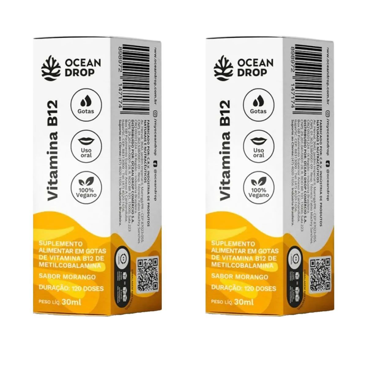 Kit 2X Vitamina B12 - 30ml Morango - Ocean Drop