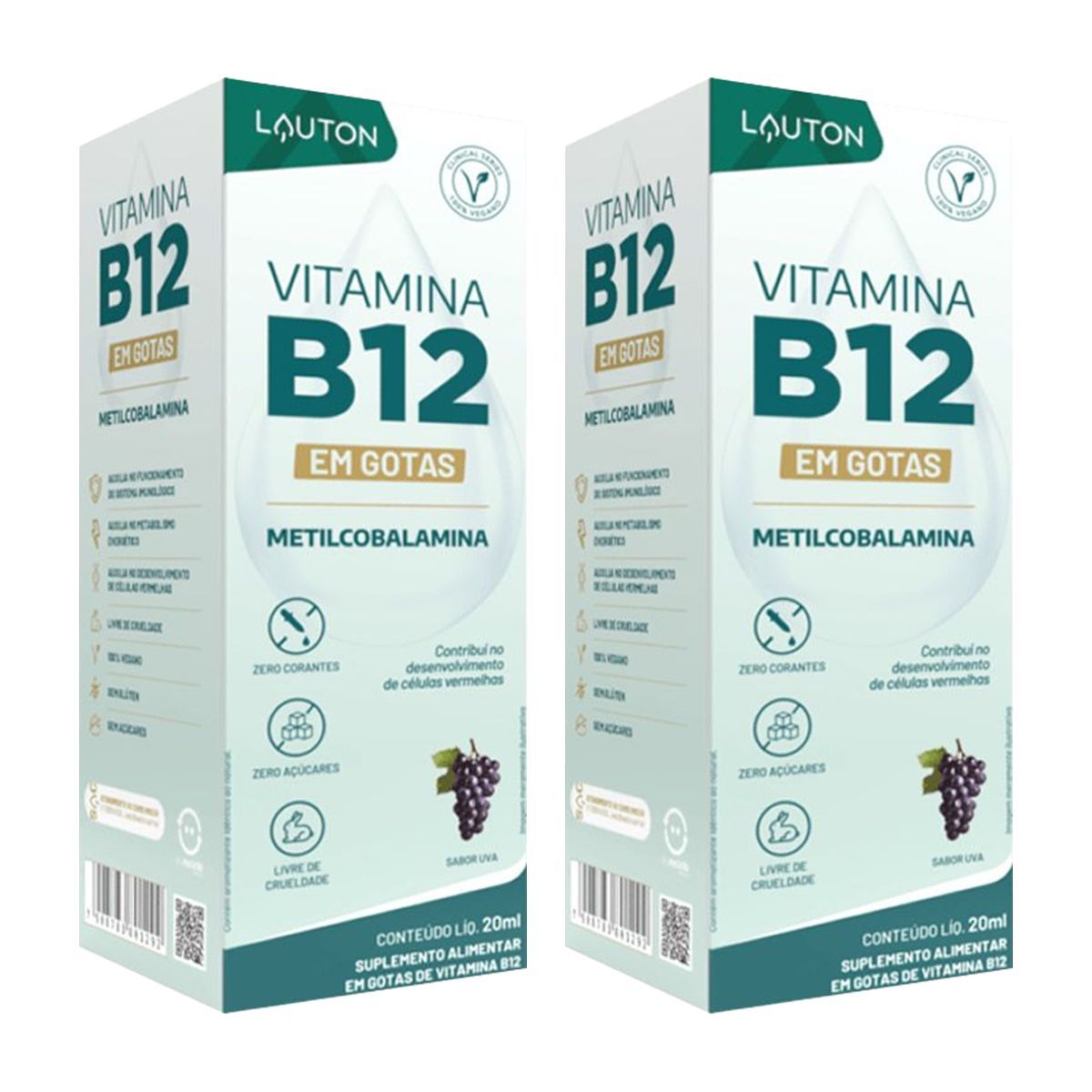 Kit 2X Vitamina B12 em Gotas - 20ml Uva - Lauton