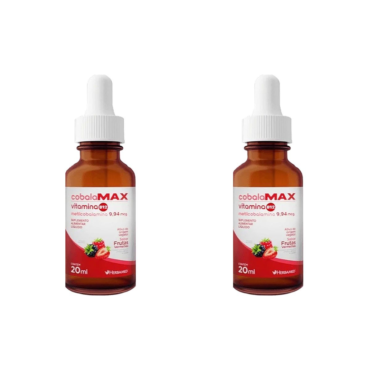 Kit 2X Vitamina B12 Metilcobalamina - 20ml Frutas Vermelhas - Herbamed