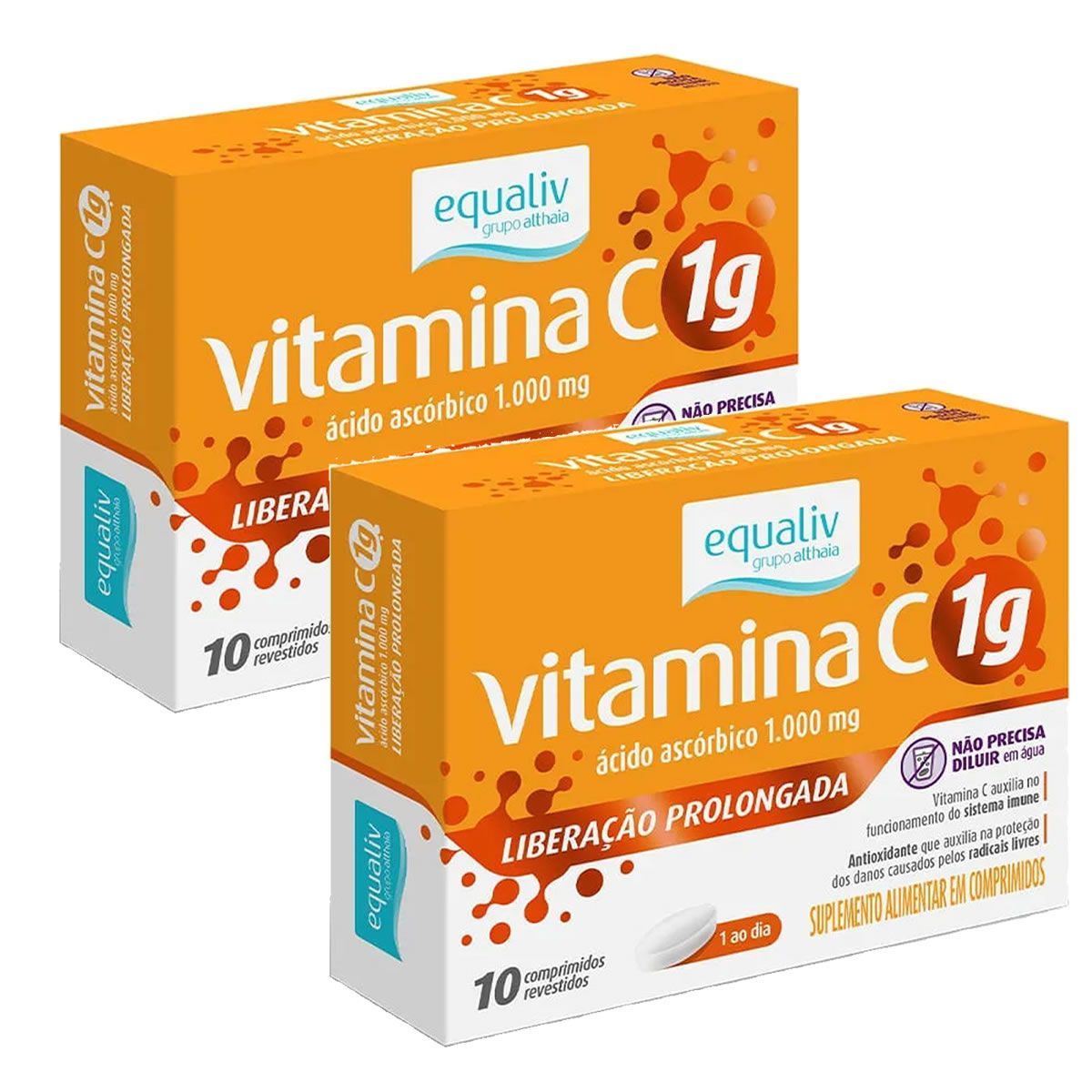 Kit 2X Vitamina C 1g - 10 Comprimidos - Equaliv