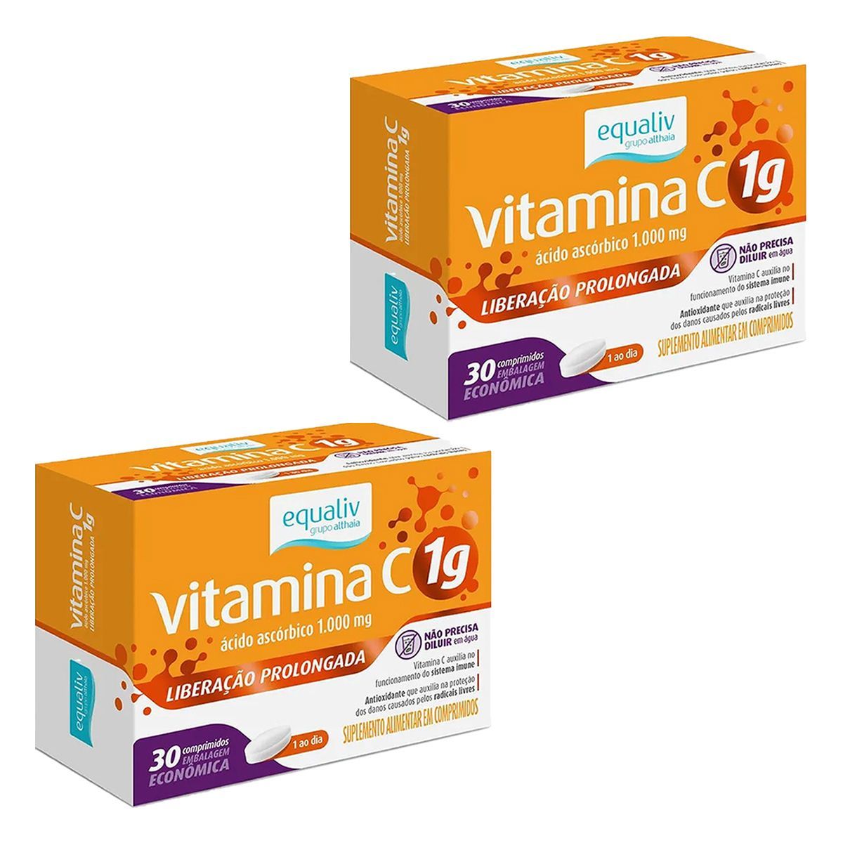 Kit 2X Vitamina C 1g - 30 Comprimidos - Equaliv
