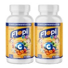 Kit 2X Vitamina C Flopi Kids - 30 Gelatinas Laranja - Flofarma