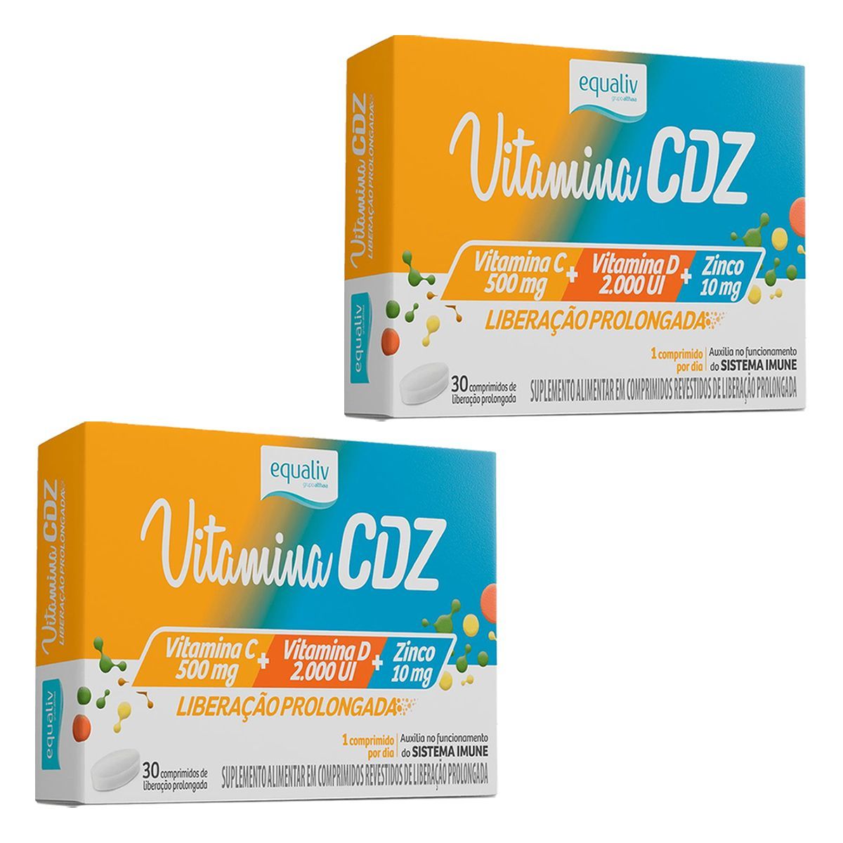 Kit 2X Vitamina CDZ - 30 Comprimidos - Equaliv