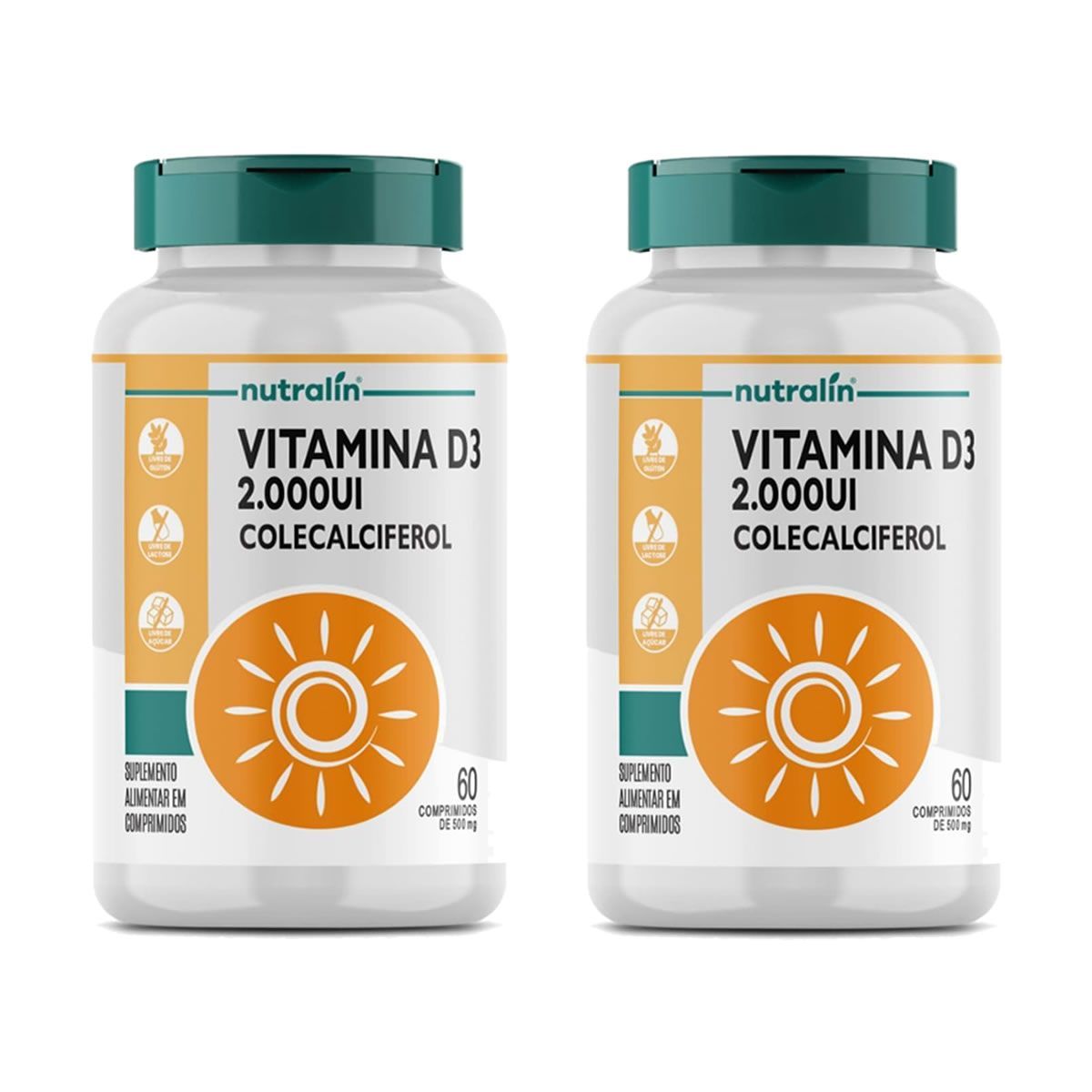 Kit 2X Vitamina D3 2000UI - 60 Comprimidos - Nutral�n