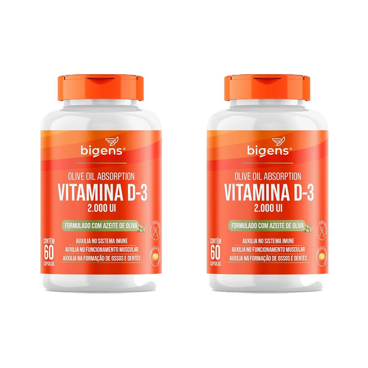 Kit 2X Vitamina D3 2000ui Azeite de Oliva - 60 C�psulas - Bigens