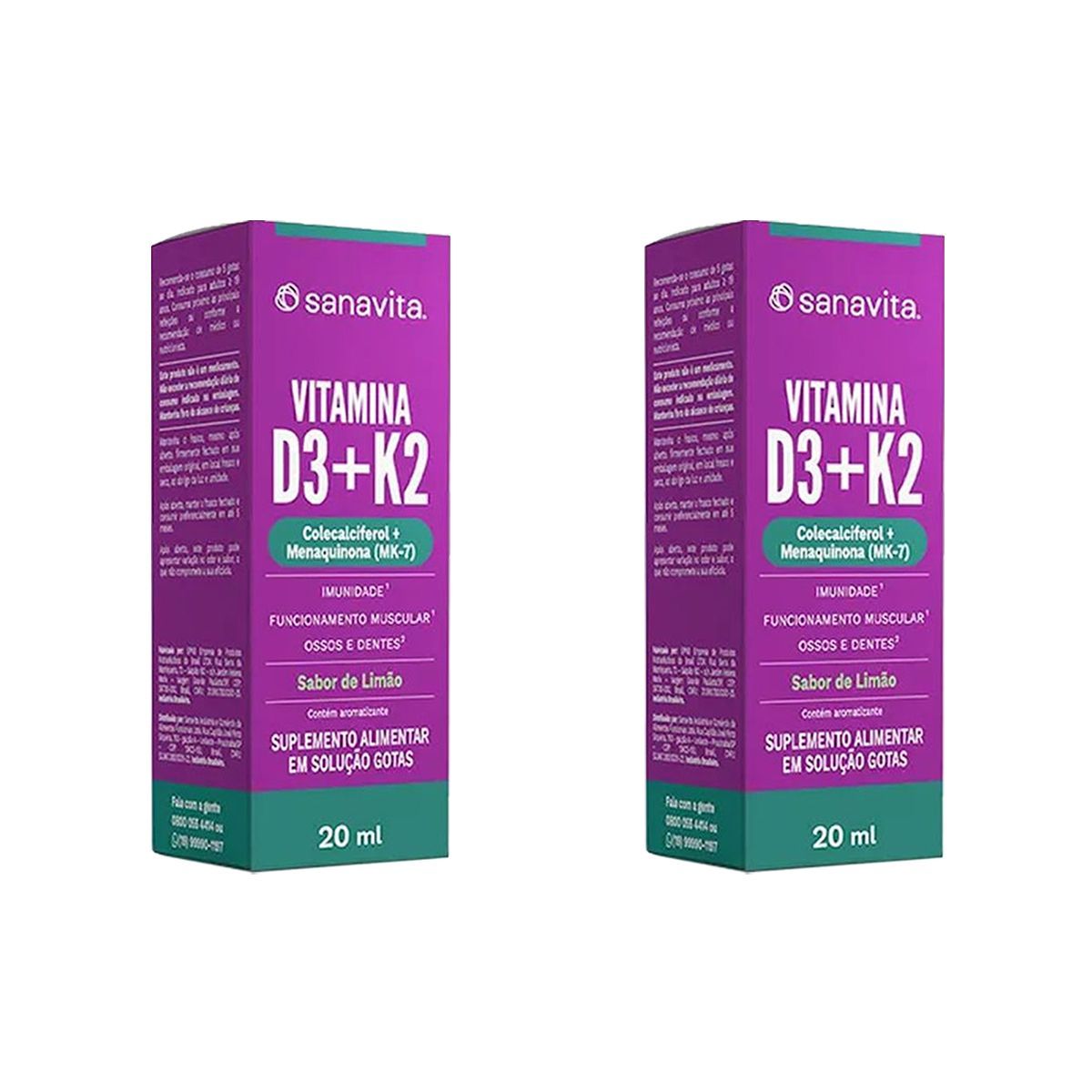 Kit 2X Vitamina D3+ K2 - 20ml Lim�o - Sanavita