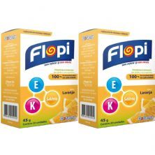 Kit 2X Vitamina E+K+Sel�nio Flopi - 30 Unidades Laranja - Flofarma