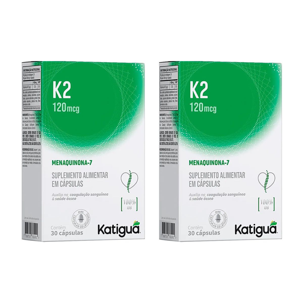 Kit 2X Vitamina K2 120mcg - 30 C�spulas - Katigu�