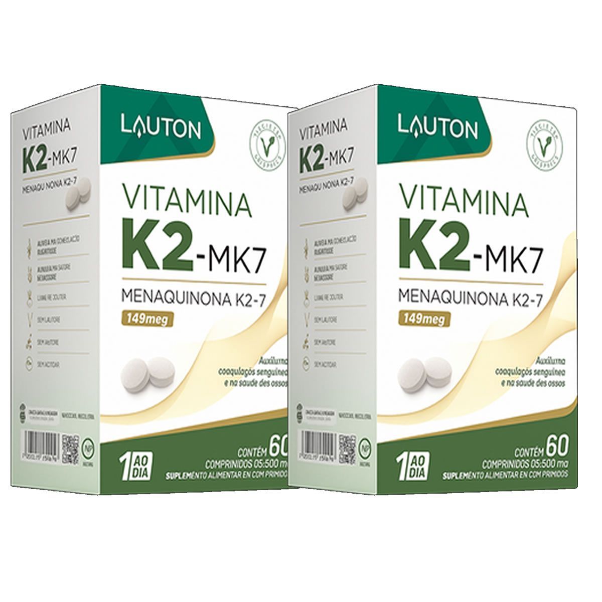 Kit 2X Vitamina K2-MK7 - 149mcg 60 C�psulas - Lauton