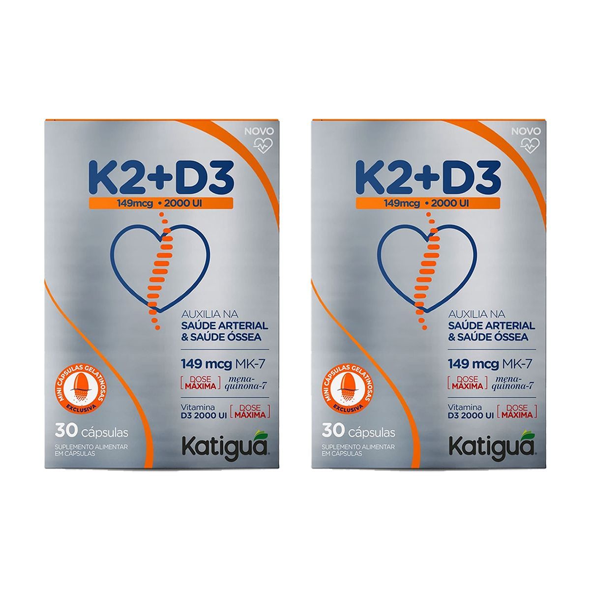 Kit 2X Vitamina K2  +Vitamina D3 -  30 C�spulas Gelatinosas - KATIGU�
