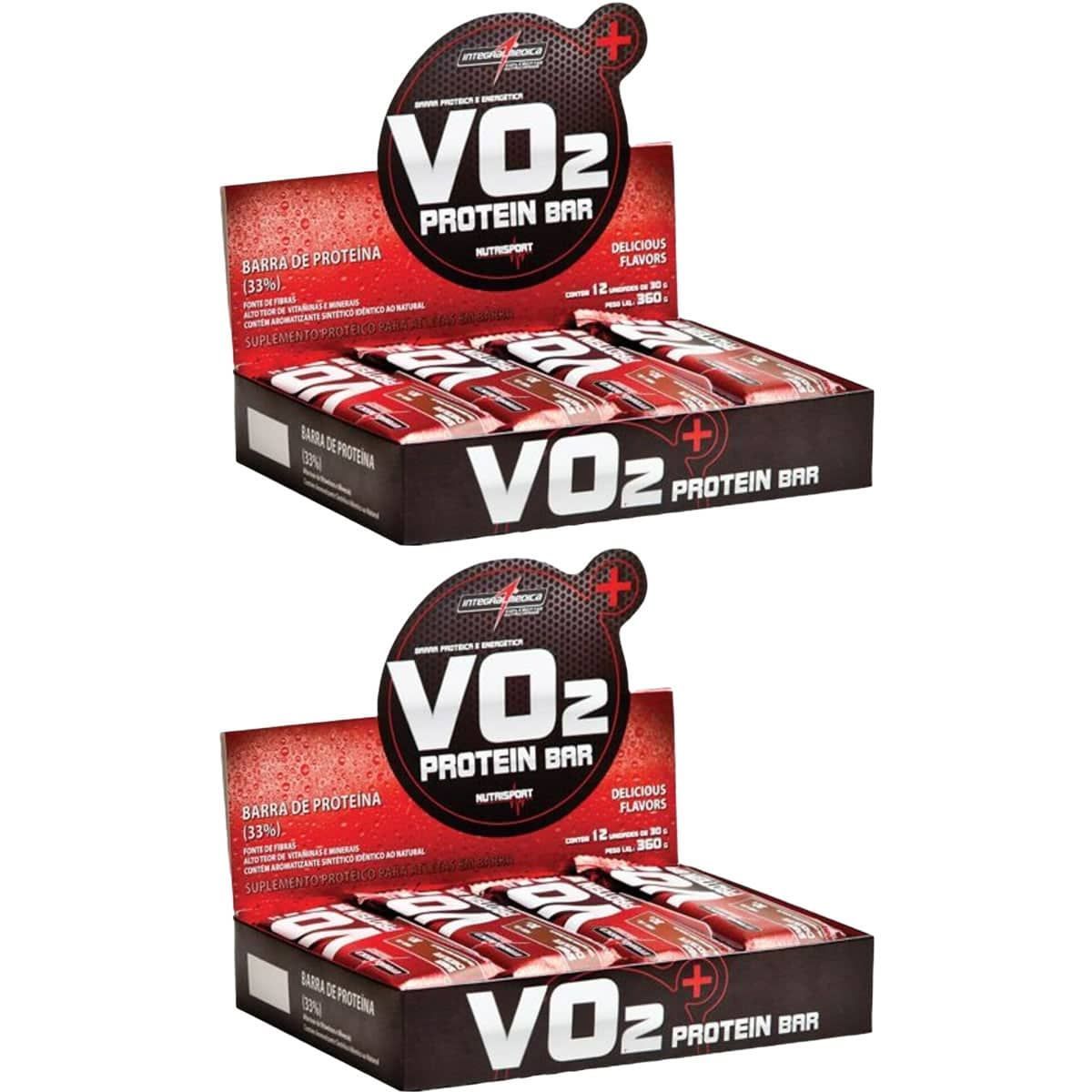 Kit 2X VO2 PROTEIN BAR - 12 Unidades 30g Morango - IntegralM�dica