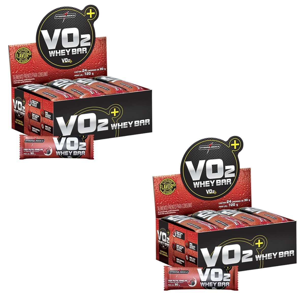 Kit 2X VO2 PROTEIN BAR - 24 Unidades 30g Frutas Vermelhas c/ Iorgute - IntegralM�dica
