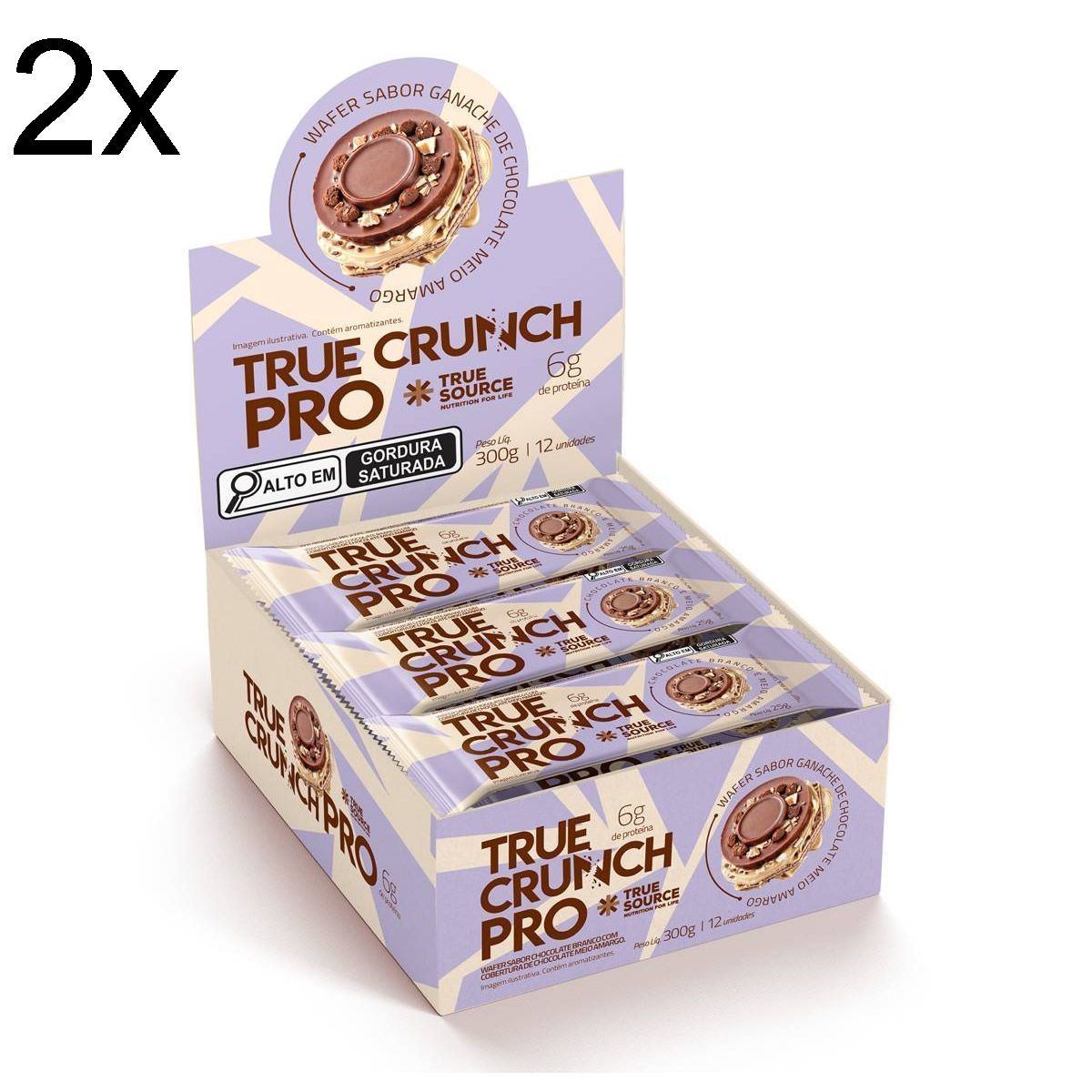 Kit 2X Wafer True Crunch Pro - Caixa com 12 Unidades de 25g Chocolate Meio Amargo - True Source