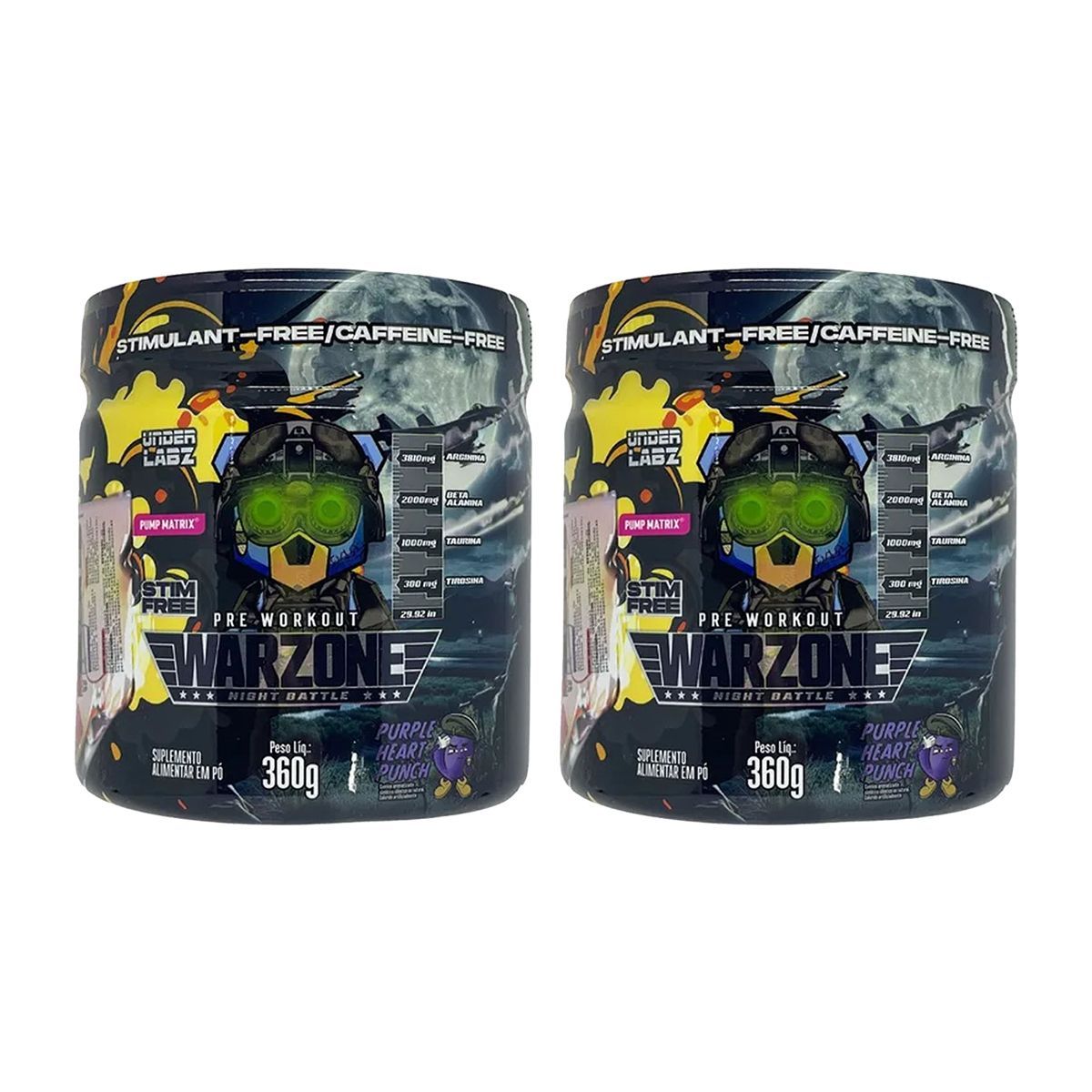 Kit 2X Warzone Night Battle Pr�-Treino - 360g Purple Heart Punch - Under Labz