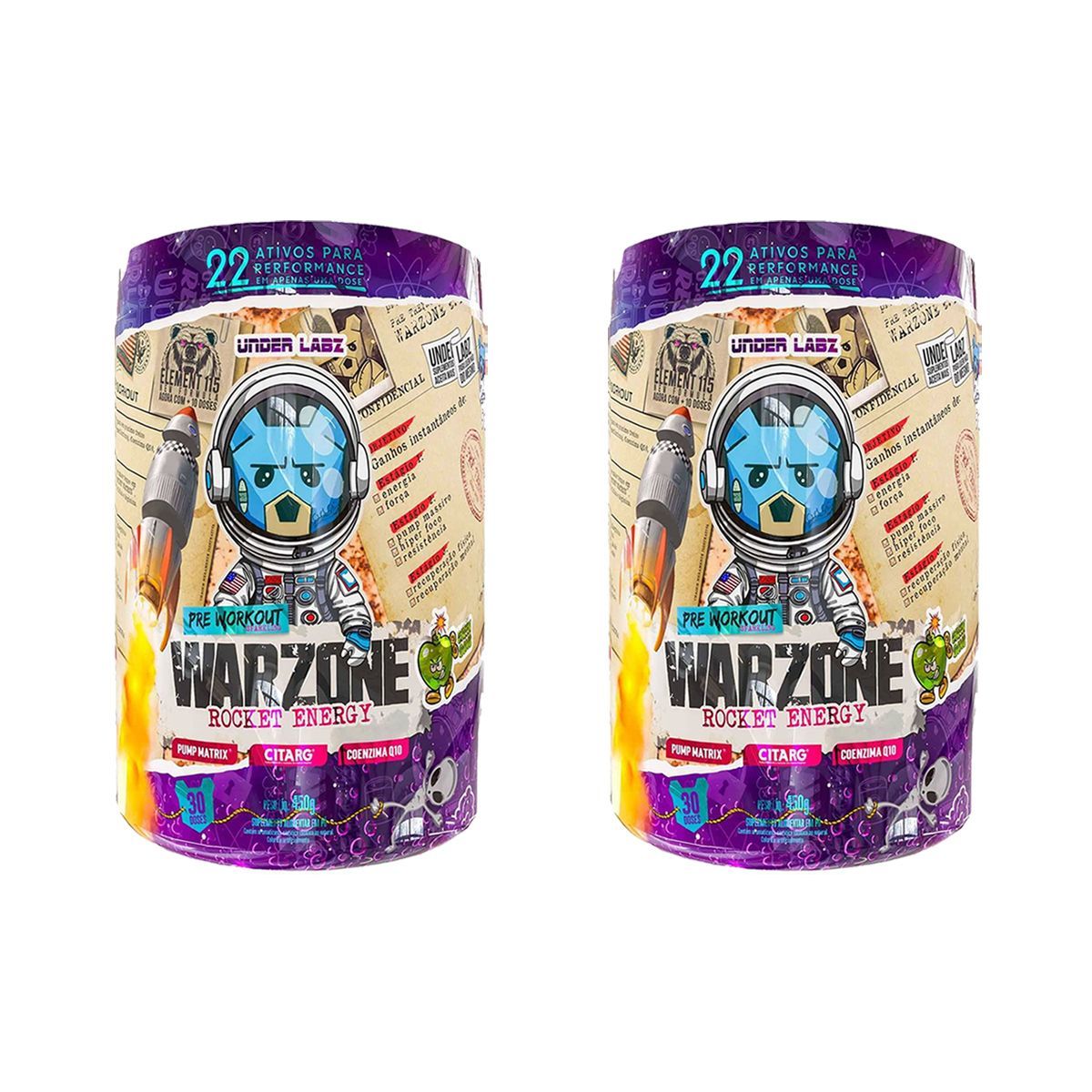 Kit 2X Warzone Rocket Energy - 450g Green Bomb - Under Laz