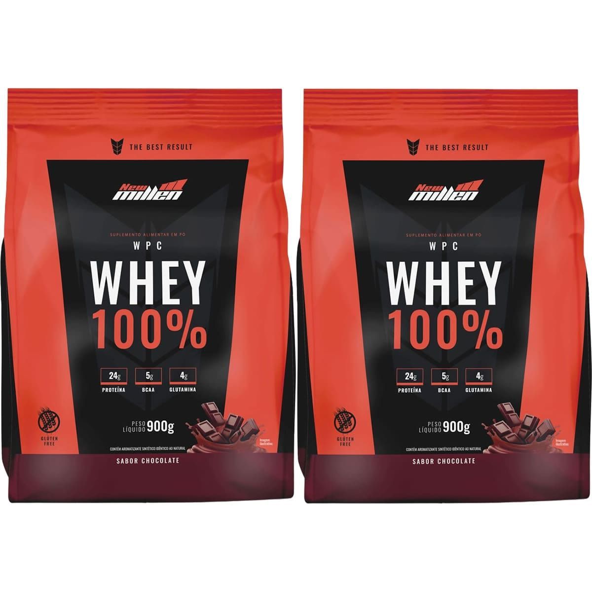Kit 2X Whey 100% - 900g Refil Chocolate - New Millen