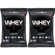 Kit 2X Whey 100% Concentrate - 900g Refil Morango  - Black Skull