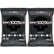 Kit 2X Whey 100% HD - 900g Refil Morango - Black Skull