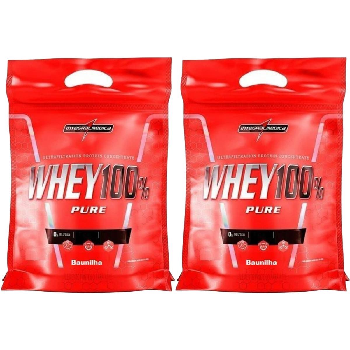 Kit 2X Whey 100% Pure - 1800g Refil Baunilha - IntegralM�dica