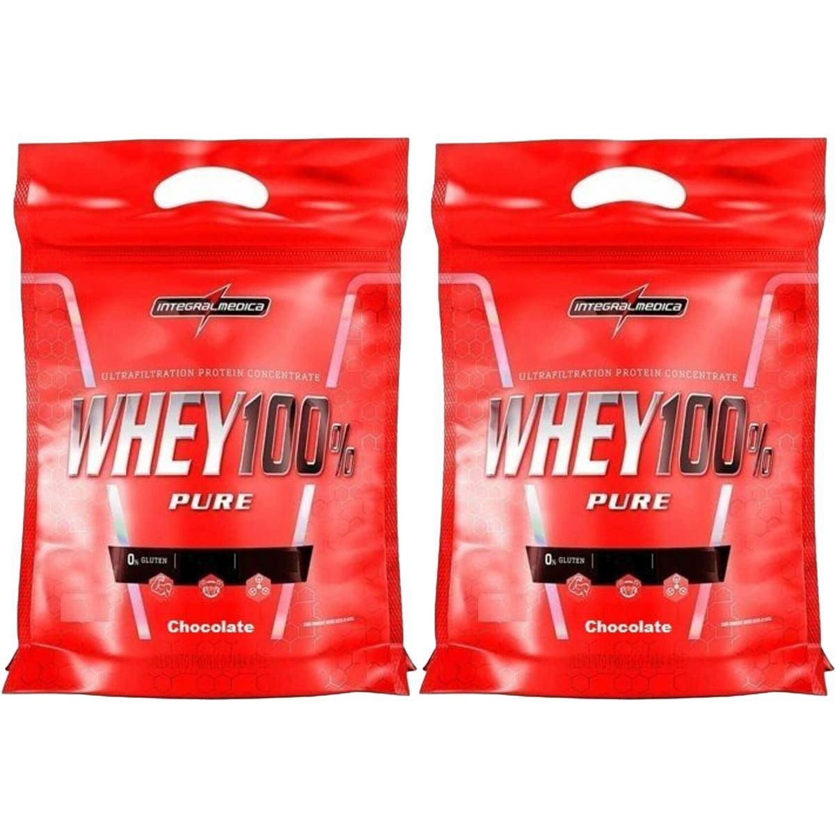 Kit 2X Whey 100% Pure - 1800g Refil Chocolate - IntegralM�dica