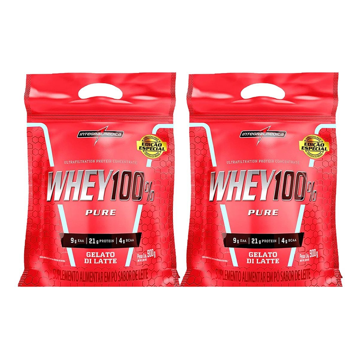 Kit 2X Whey 100% Pure - 907g Refil Gelato Di Latte - Integral M�dica