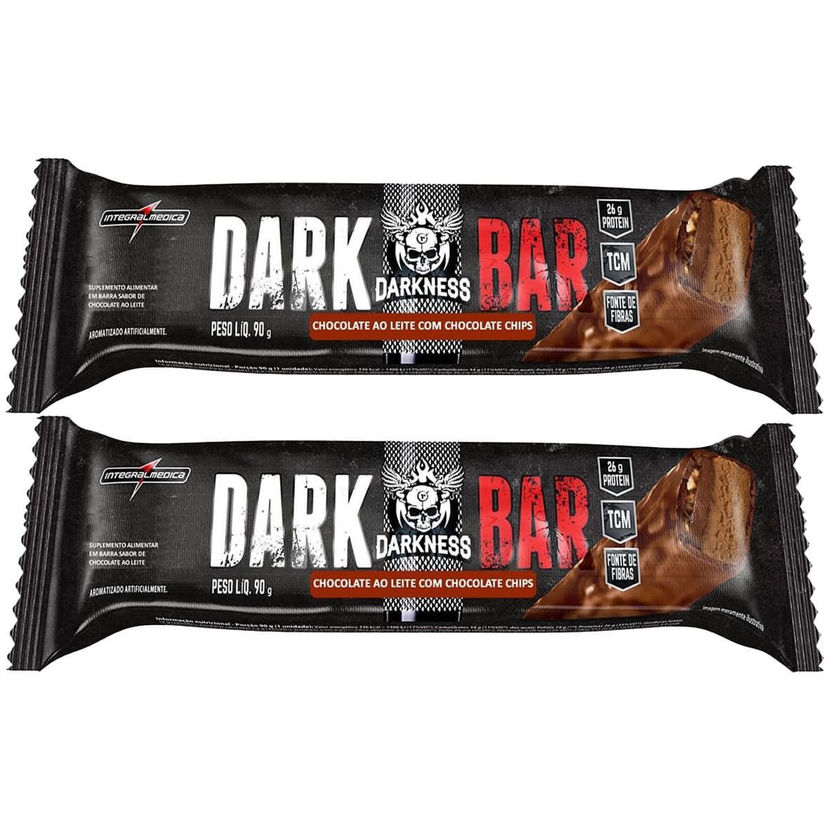 Kit 2X Whey Bar Darkness - 1 Unidade 90g Chocolate ao Leite C/ Chocolate Chips  - IntegralM�dica