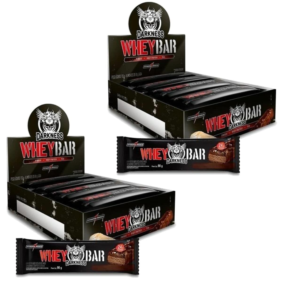 Kit 2X Whey Bar Darkness - 8 Unidades 90g Chocolate e Coco c/ Chocolate Chip - IntegralM�dica