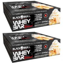 Kit 2X Whey Bar Gourmet - 12 Unidades 45g Chocolate Branco - Black Skull