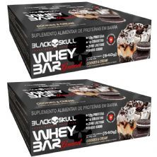 Kit 2X Whey Bar Gourmet - 12 Unidades 45g Cookies and Cream - Black Skull