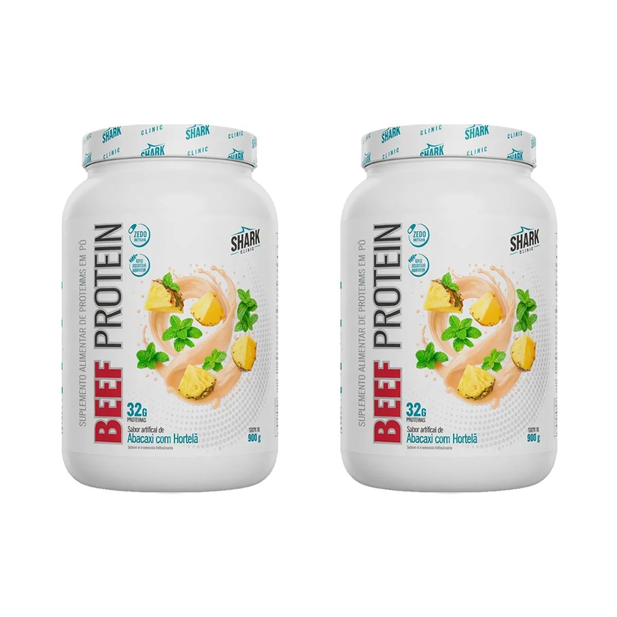 Kit 2X Whey Beef Protein - 900g Abacaxi com Hortel� - Shark Pro