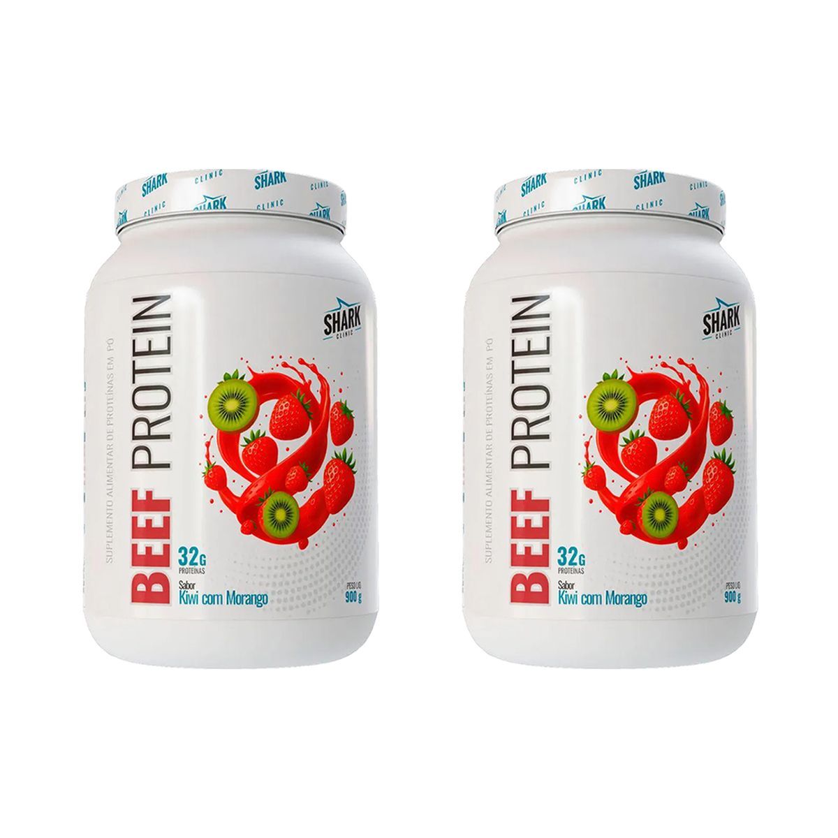 Kit 2X Whey Beef Protein - 900g Kiwi com Morango - Shark Pro